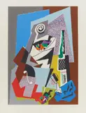 Gino Severini, Natura morta a violino, Farblithografie auf ARCHES (Wasserzeichen)