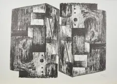 Square forms by Henry Moore, 1963, Lithografie auf Japan, sold Feb 2018
