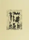 Henry Moore, Seven sculptural ideas, 1973/74, Lithografie auf chamoisfarbenem Japan