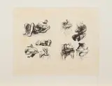 Henry Moore, Eight sculptural ideas, girl writing, 1974, Farblithografie auf ARCHES (Wasserzeichen)