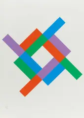 Max Bill, Rhythmus um ein weißes Quadrat, 1985, Farbserigrafie auf Velin