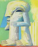 Horst Antes, Figur mit Zaun, 1976, Farblithografie auf Velin