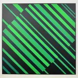 Günter Fruhtrunk, Schwarz-Grünes Kontinuum, 1967, Farbserigrafie auf festem Karton