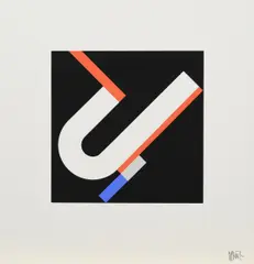 Das schräge U by Walter Dexel, 1971, Farbserigrafie auf Velin, sold Jun 2018