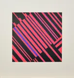 Günter Fruhtrunk, Violette Interferenzen im Rot, 1964, Farbserigrafie auf Halbkarton