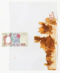 John Bock, Auktion 404, Los 919, 2000, Geldschein, Leim und Kugelschreiber auf Papier