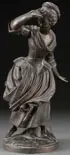 French School, A Playful Woman, Bronze with dark brown patina