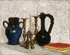 Max Richter, Still Life with Pitchers, Vase, Candlesticks and Books, Oil on canvas