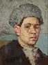 Russian School, Portrait of a Young Man with Hat, Oil on canvas