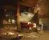 Interior Barn Scene with Animals and Figures by George Morland, Oil on canvas, offered Apr 2014