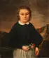 British School, Portrait of a Young Lad Holding Flowers, Oil on canvas