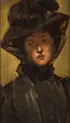 A Young Beauty in Hat and Scarf by Continental School, Oil on canvas, offered Apr 2014