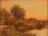 British School, Country Cottage with Figure on Bridge, Oil on canvas