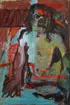 Frank Auerbach, Expressive Portrait of a Woman (JYM Seated), Oil on canvas