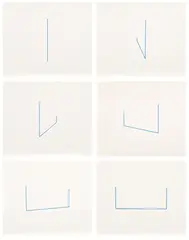 Fred Sandback, Serie von 6 Lithographien (Six Lithographs) (J. 22-27, S. & G. 1975.12–1975.17), 1975, The complete set of six lithographs in blue, on handmade paper, with full margins