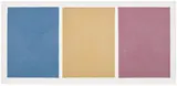 Sol LeWitt, White Lines in Four Directions on Red, Yellow and Blue (K. 1994.06), 1994, The complete set of three screenprints in colours, on Somerset Textured paper, the full sheets