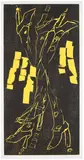 Georg Baselitz, Getrommelt und gepfiffen (Drummed and Whistled), 2016, Woodcut in black and yellow, on laid China paper, with full margins