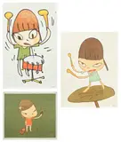 Yoshitomo Nara, Banging the Drum; Marching on a Butterleaf Leaf; and Real One