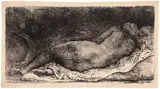 Nude Lying Down (B., Holl. 205; H. 299; New Holl. 308) by Rembrandt Harmensz van Rijn, 1658, Etching and drypoint, on laid paper, with small margins, sold Sep 2025