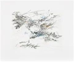 Julie Mehretu, Refuge, 2007, Etching with aquatint, sugar lift, and spit-bite in colours, on Somerset rag paper, the full sheet