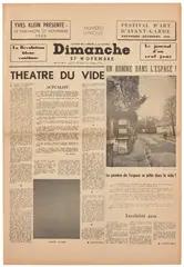 Yves Klein, Dimanche – Le Journal d'un seul jour (The Newspaper of Single Day), 1960, Halftone and letterpress four-page artist's newspaper, on newsprint paper, the full sheet folded (as issued)