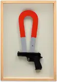 Man Ray, Compass, 1976, Multiple comprising wood painted in colours and plastic handgun replica, mounted (as issued)