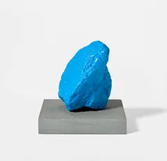 Small Blue Mountain, from Seven Small Mountains by Ugo Rondinone, 2016, Painted stone on concrete base, sold Sep 2025
