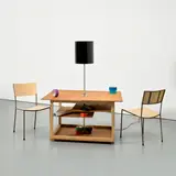 Franz West, Creativity: Furniture Reversal, 1998, The complete set of two chairs, a table and lamp, with the accompanying blueprint, videocassette and various coloured tapes
