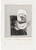 David Hockney, Postcard of Richard Wagner with a Glass of Water, from Eighteen Small Prints (S.A.C. 154), 1973, Etching in colours, on English handmade paper, with full margins
