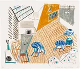 David Hockney, Pembroke Studio With Blue Chairs and Lamp, from Moving Focus (T.G. 275, M.C.A.T. 263), 1984, Lithograph in colours, on HMP handmade paper, with full margins