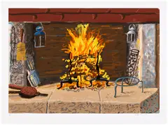 A Bigger Fire, from My Normandy by David Hockney, 2020, iPad drawing in colours, printed on wove paper, with full margins, sold Sep 2025