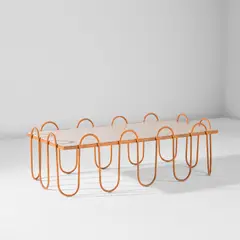 Jean Royere, 'Ondulation' coffee table, circa 1947, Painted metal, Comblanchien limestone