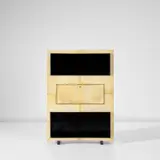 Guglielmo Ulrich, Drop-front cabinet, late 1930s, Parchment-covered wood, ebonised wood, ebonised veneered wood, birch-veneered wood