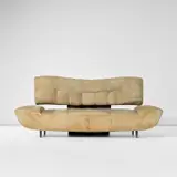 Guglielmo Ulrich, Sofa, late 1930s, Suede, palm wood, palm wood-veneered wood