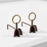 Mario Gottardi, Pair of andirons, circa 1941, Iron, brass