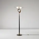 Max Ingrand, Rare floor lamp, circa 1959, Glass, brass, dyed wood