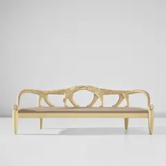 Judy Kensley McKie, 'Leopard Couch', 1983, Bleached Honduran mahogany with scorched decoration, fabric