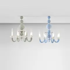 Venini, Two chandeliers, model no. 5537.8, circa 1960, Incamiciato glass, lattimo glass, glass