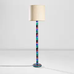 Floor lamp, model no. 2243 by Fulvio Bianconi, circa 1951, A fascie glass, fabric shade, sold Apr 2025