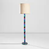 Floor lamp, model no. 2243 by Fulvio Bianconi, circa 1951, A fascie glass, fabric shade, sold Apr 2025