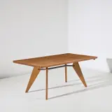 Jean Prouvé, 'S.A.M.' table, circa 1951, Oak-veneered wood, painted steel
