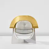 Philippe Hiquily, 'Coque' armchair, designed 1975, produced circa 2004, Brass, stainless steel, fabric
