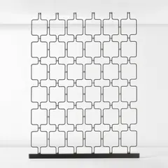 Jean Royere, Room divider, 1950s, Painted metal, nickel, stained sapele mahogany