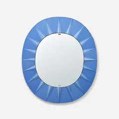 Max Ingrand, Mirror, 1957, Partially sandblasted coloured mirrored glass, mirrored glass, nickel-plated brass