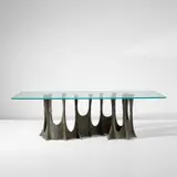 'Stalagmite' dining table, model no. PE-102 by Paul Evans, 1972, Bronzed resin-covered metal, glass, sold Apr 2025