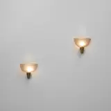 Pair of wall lights, model no. 442 by Carlo Scarpa, circa 1936, Iridescent coloured corroso glass, brass, sold Apr 2025