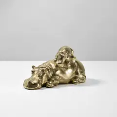 'Ippopotamo con piccolo' by Gabriella Crespi, circa 1973, Brass, sold Apr 2025