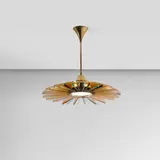 Max Ingrand, Rare ceiling light, circa 1955, Glass, coloured glass, brass