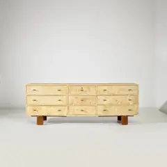 Guglielmo Ulrich, Rare chest of drawers, circa 1935, Parchment-covered wood, walnut, brass