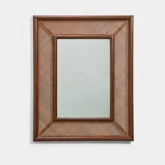 Jean Royere, Mirror, circa 1955, Stained oak, cane, mirrored glass